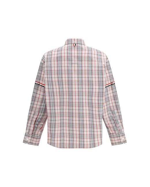 Thom Browne White Check Shirt With Tartan Pattern Fabric for men