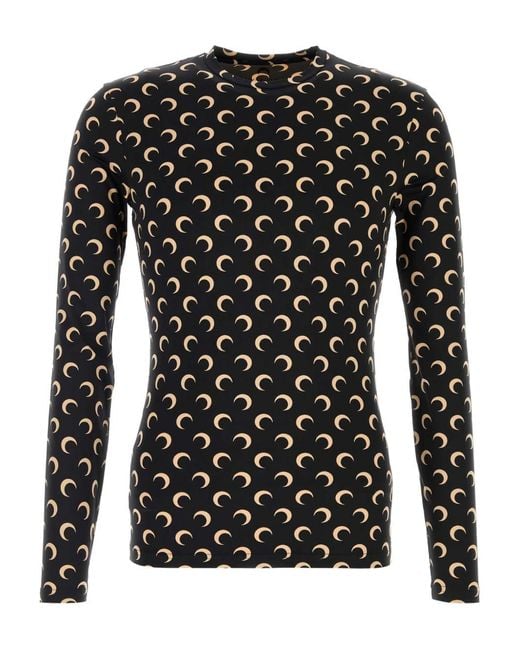 MARINE SERRE Black Moon Crewneck Top