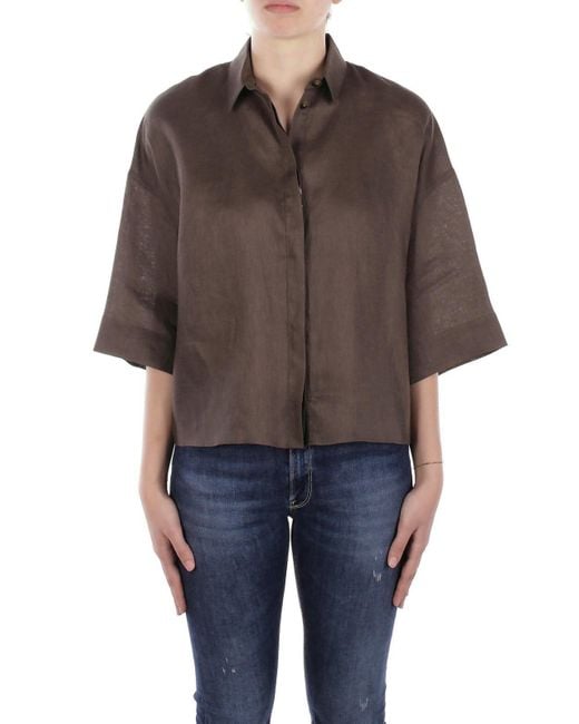 Max Mara Gray Mirano Button-Up Shirt