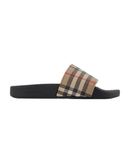 Burberry Brown Lf Furley L Check Slides