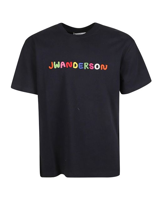 J.W. Anderson Black Logo Embroidery T-Shirt for men