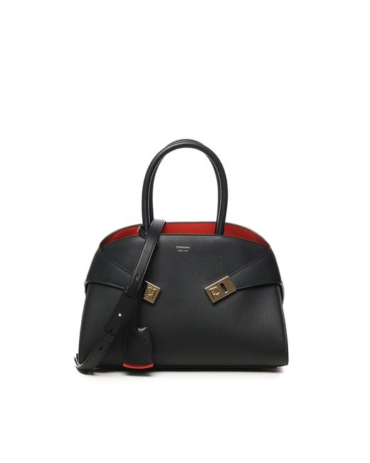 Ferragamo Black Two-Tone Hug Handbag