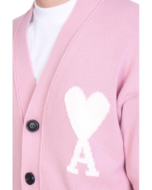 Ami Paris Cardigan In Cotton in Pink for Men | Lyst