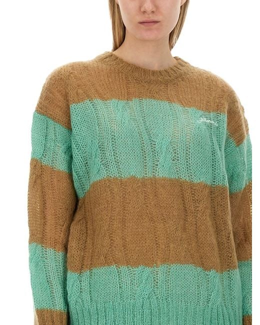 Ganni Green Cable-Knit Sweater