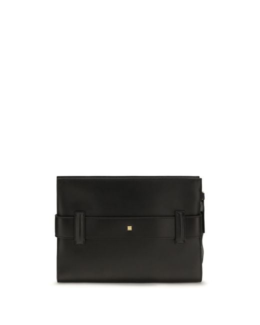 Balmain Black Anthem Leather Clutch Lamb Ovis Aries Clutches
