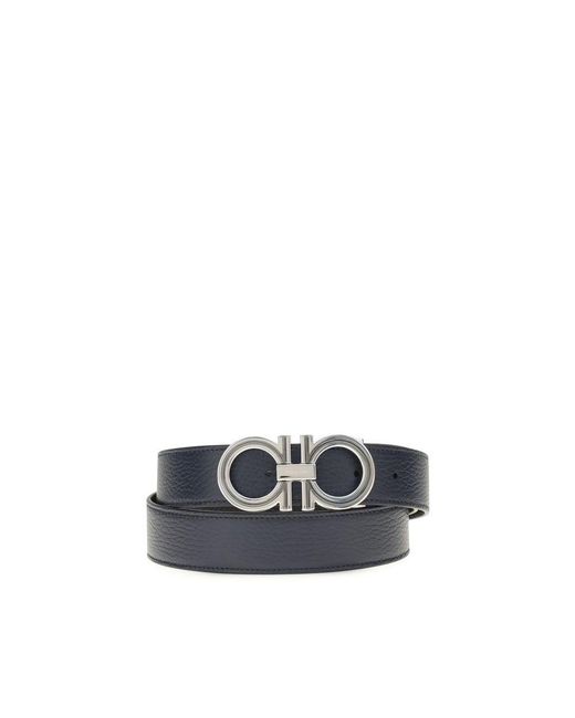 Ferragamo Blue Calf Leather Bos Taurus Regular Belt for men