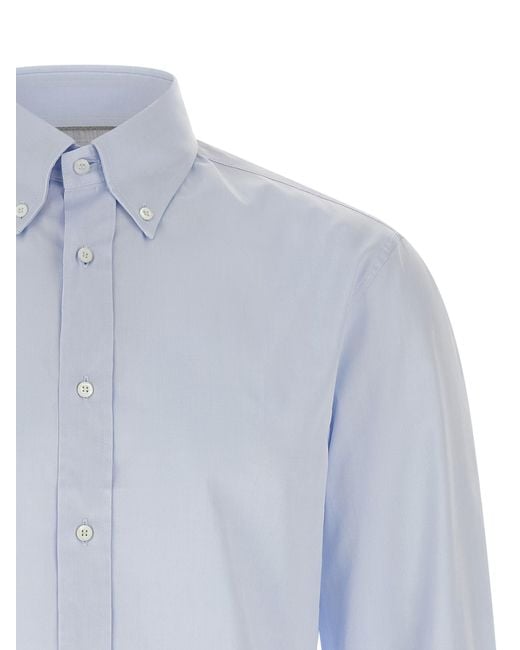 Brunello Cucinelli Blue Cotton Blouse for men