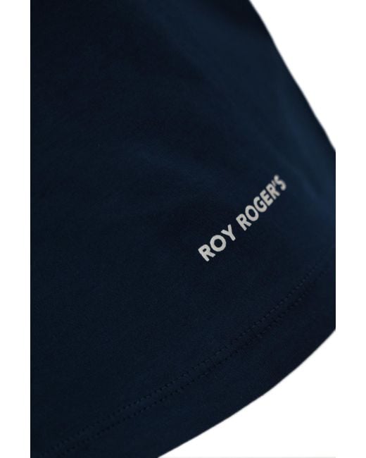 Roy Rogers Blue Cotton T-Shirt With Logo for men