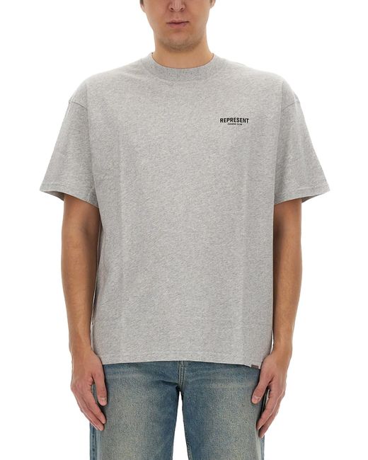 Represent Gray T-Shirt With Logo for men