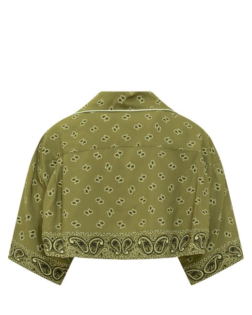 Palm Angels Green Shirt With Paisley Pattern