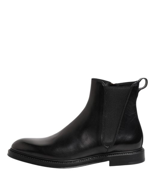 Dolce & Gabbana Black Side Zip Ankle Boots for men