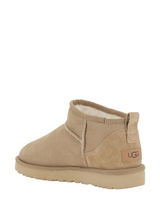 Ugg Natural Boots Classic Ultra Mini Leather Upper
