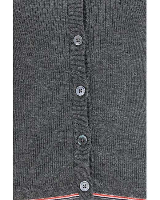 Thom Browne Gray Ribbed Merino Wool Cardigan Ovis Aries Sweater