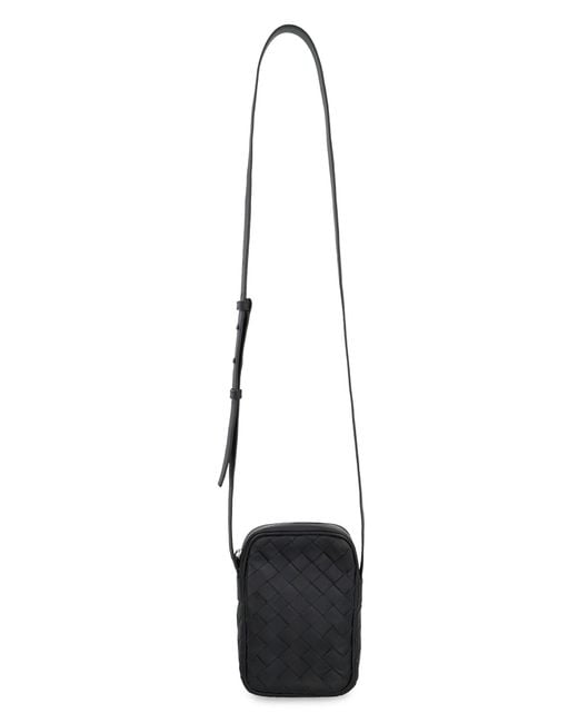 Bottega Veneta Black Intrecciato Zipped Phone Pouch for men