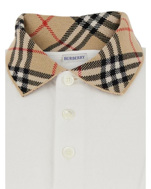 Burberry White T‑Shirt With Front Logo, Cotton T-Shirts for men