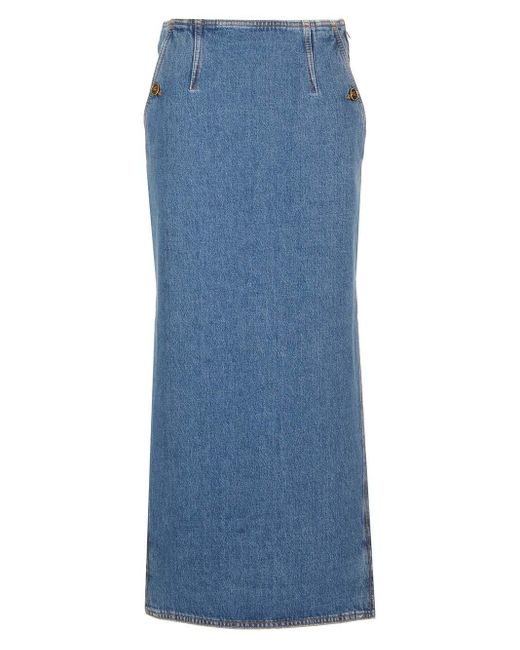 Etro Blue Washed Denim Long Skirt