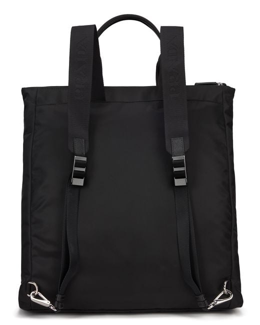 Prada Black Tote Bag Re-Nylon & Saffiano Leather, Polyamide for men