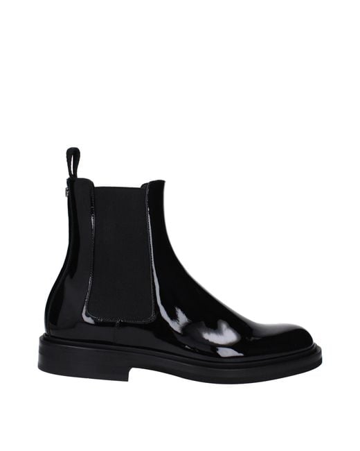 Dolce & Gabbana Black Leather Ankle Boots for men