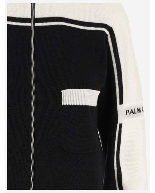 Palm Angels Black Wool Zip-up Cardigan