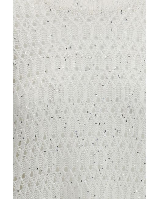 Brunello Cucinelli Gray Openwork Sweater Silk; Nylon