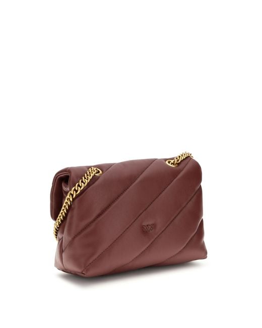 Pinko Purple Love Mini Puff Shoulder Bag Calf Leather Bos Taurus