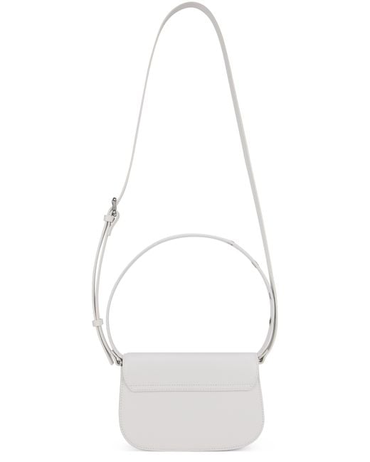 DIESEL White Shoulder Bag 1Dr Leather Calfskin Handbags