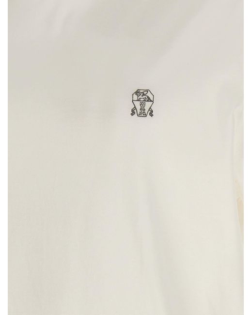 Brunello Cucinelli White Double Layer T-shirt for men