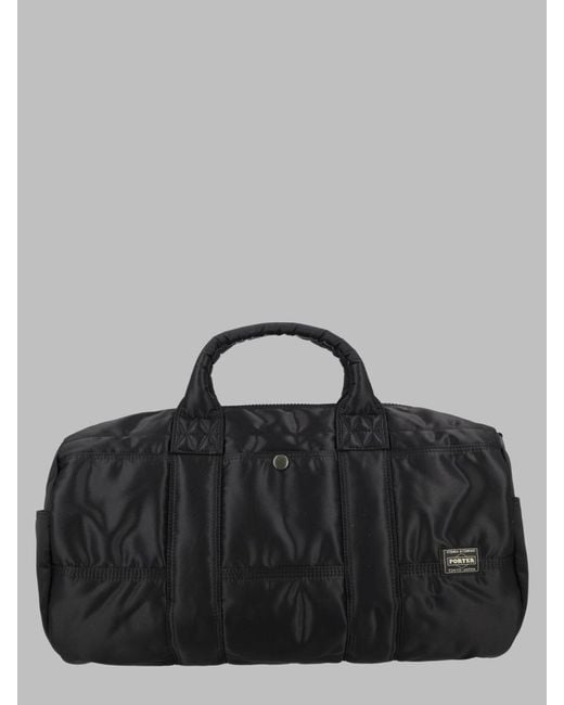 Porter-Yoshida and Co Black Weekender Bag Tanker Drum Nylon Luggage for men
