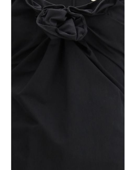 Magda Butrym Black Sleeveless Dress With A Draped Neckline Cotton; Polyamide