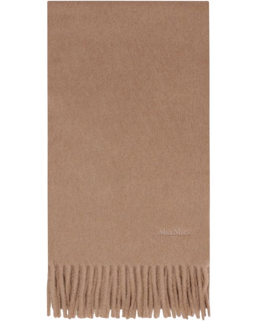 Max Mara Brown Wool Scarf With Fringes