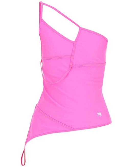 Balenciaga Pink Lycra One-Shoulder Top