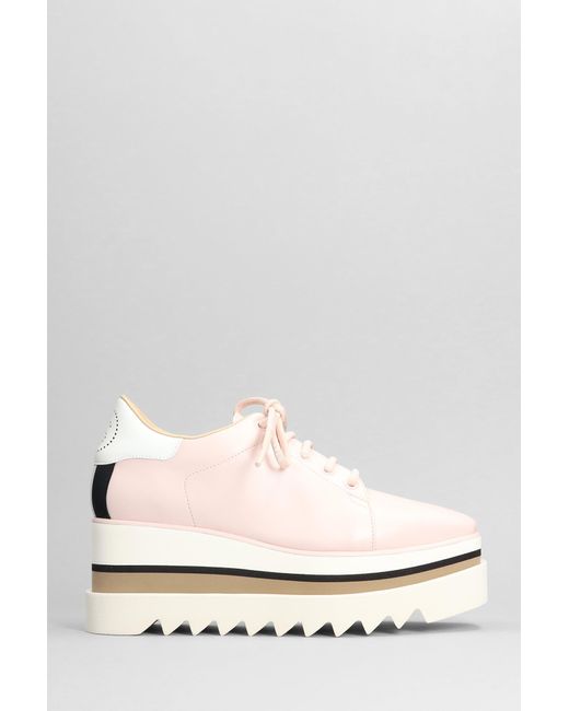 Stella McCartney White Elyse Lace Up Shoes In Rose- Faux Leather