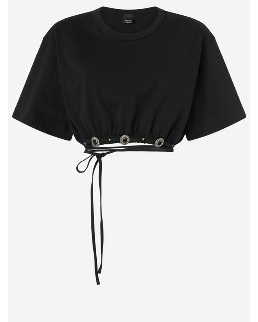 Pinko Black Cotton Top Tops