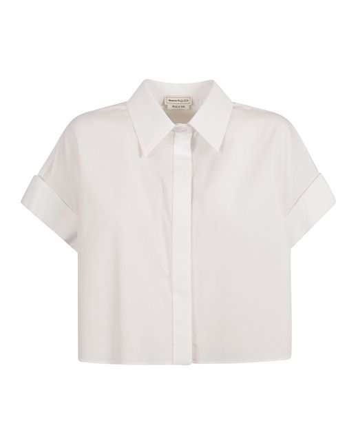 Alexander McQueen White Cropped Oversized Shirt