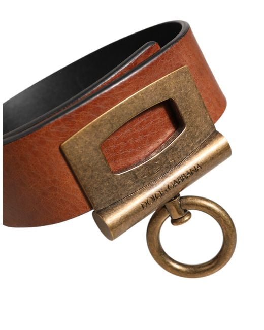 Dolce & Gabbana Brown Classic Leather Buckle Belt for men
