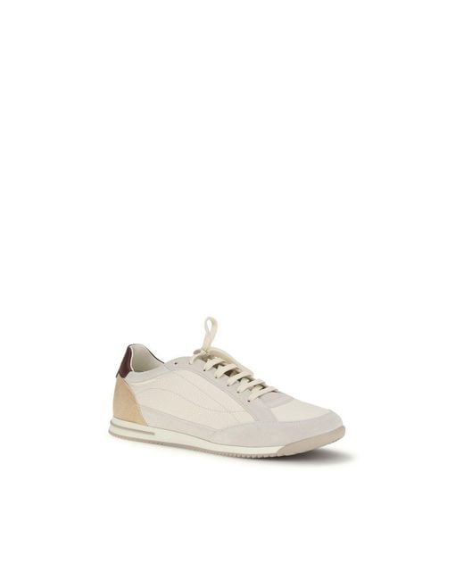 Brunello Cucinelli White Beige Calf Leather Bos Taurus Sneakers for men