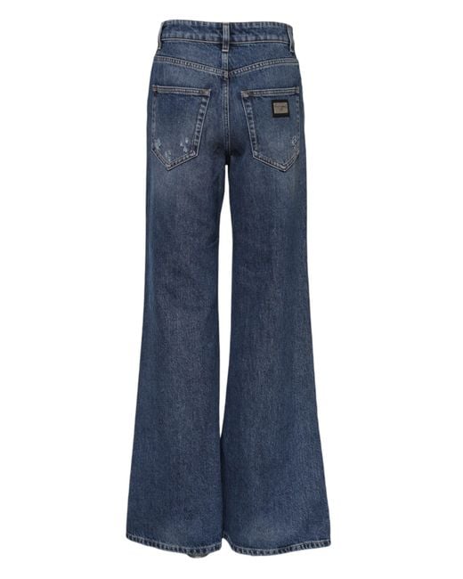 Dolce & Gabbana Blue Distressed Wideleg Jeans