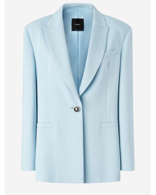 Pinko Blue Jacket Stretch Viscose Outer