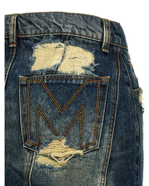 Marc Jacobs Blue 'The Rip And Repair Straight Jean' Skirt
