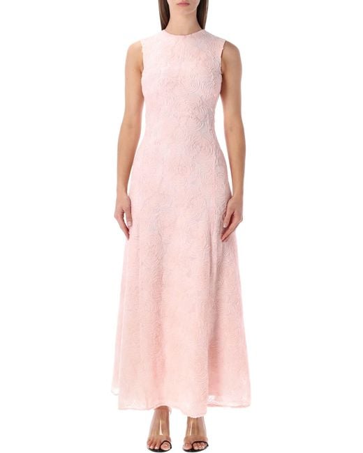 ROTATE BIRGER CHRISTENSEN Pink Embroidered Mesh Maxi Dress