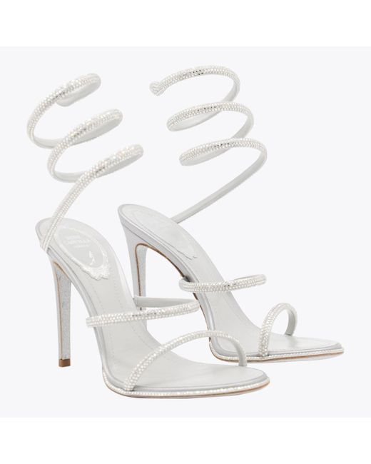 Rene Caovilla White Leather Sandals