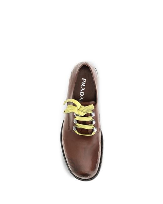 Prada Brown Lace-Up Loafers Antique Leather Calf Shoes