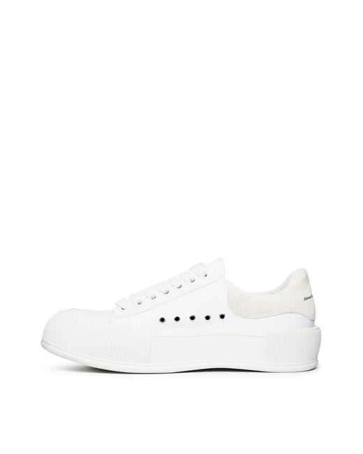 McQueen White Deck Plimsoll Lace Up Sneakers Shoes