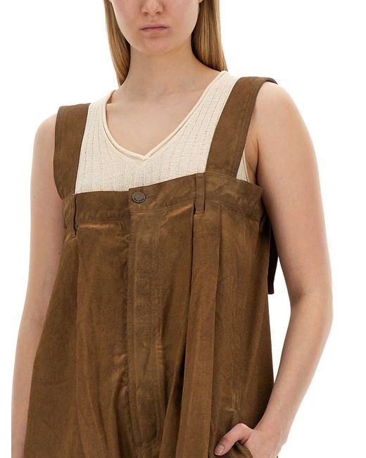 Uma Wang Brown "Frayed" Tank Top