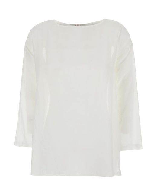 Jucca White Blouse With Round Neckline And Dropped Shoulders