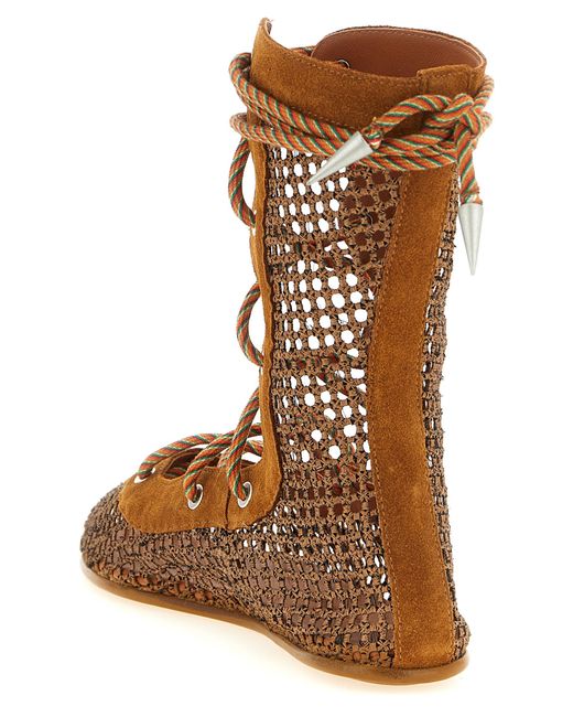 Kiko Kostadinov Brown Woven Almond Toe Boots