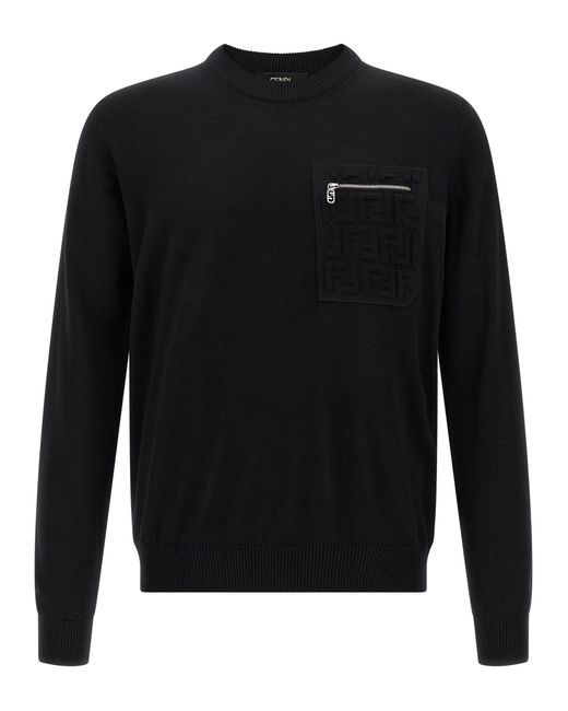 Fendi Black Ff Pocket Sweater Sweaters And Cardigans for men