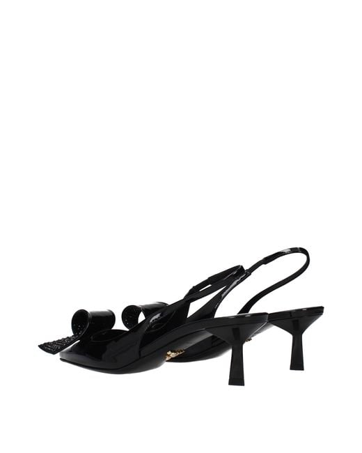 Prada Black Leather Stiletto Heel Sandals