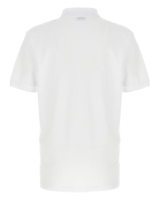 Moschino White Piqué Cotton Polo Shirt With Logo Print for men