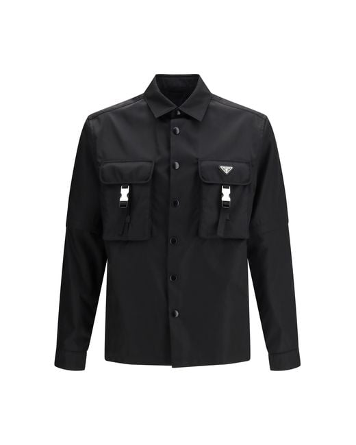 Prada Black Re-Nylon Shirt Recycled Polyamide for men